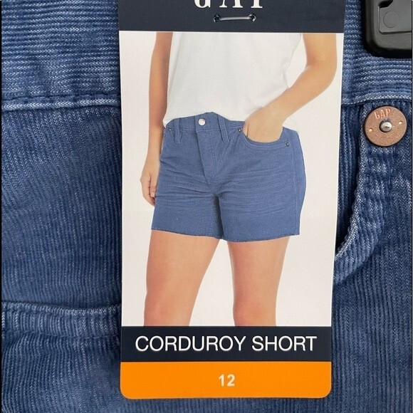 NWT Gap Blue Corduroy Fray Hem Mid Rise Shorts Size 12‎ - Picture 3 of 5